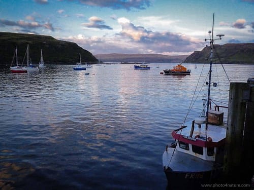 Portree Harbour at sunset