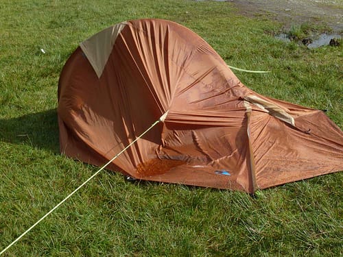 Toby's tent not up to the storm